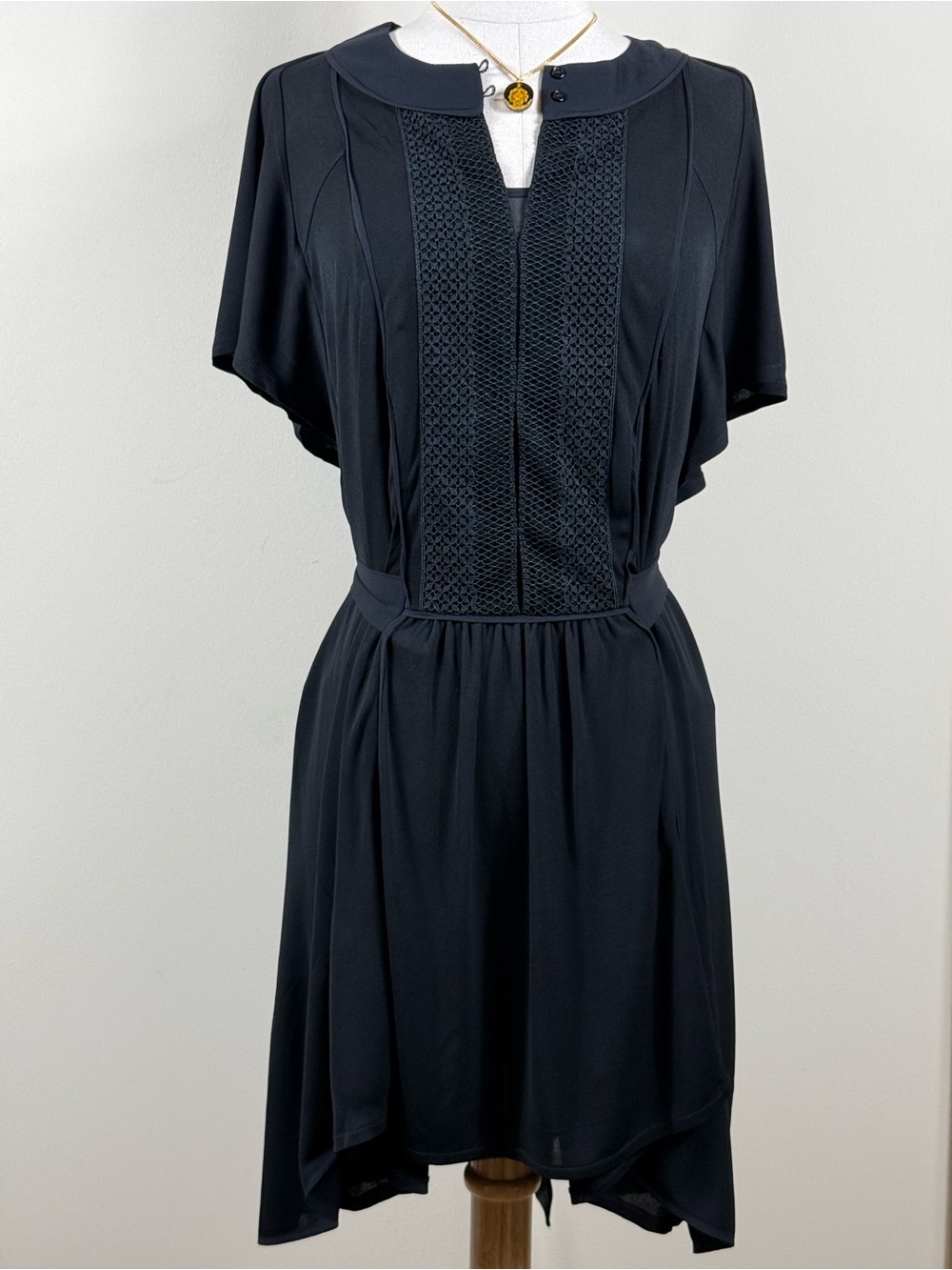 Vanessa Bruno NWT Black Lace-Panel Batwing Dress Sz 2